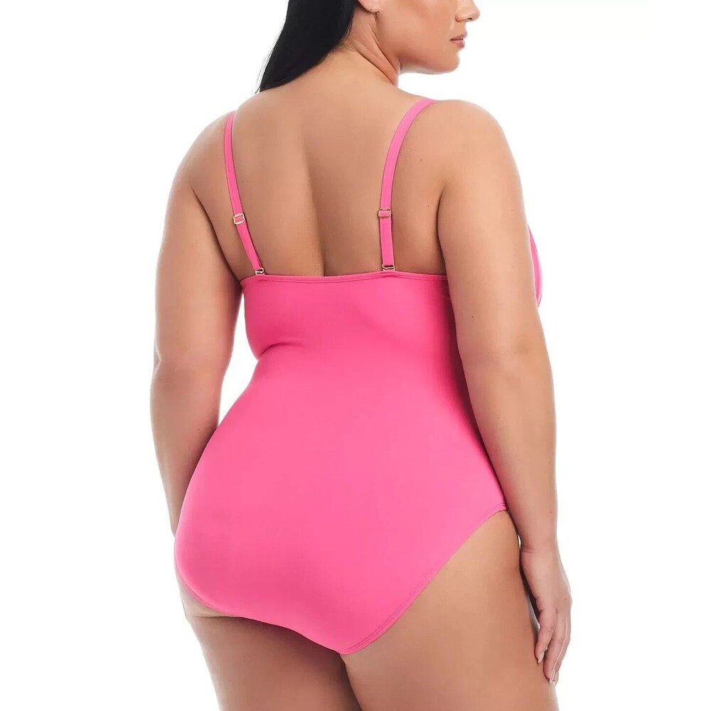 Bleu by Rod Beattie Women's Plus size Molded-Cup One-Piece Swimsuit Hot Pink 16W - Picture 2 of 10